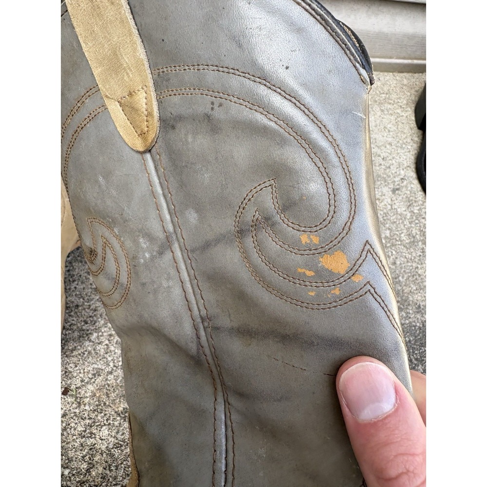 Vtg Texas Two Tone Gray 8 EE Men's Western Boots Cowboy - Picture 9 of 12